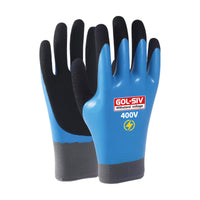 GOL-SIV 400V Insulated Electrician Gloves, Rubber Non-Slip, Blue, Large