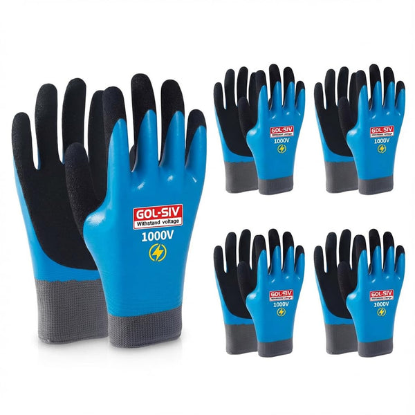 GOL-SIV 1000V Insulated Electrician Gloves, High Precision Safety Work Gloves for Circuit Handling & Assembly, Oil-Resistant Grip with Flexible Fit, 5 Pairs