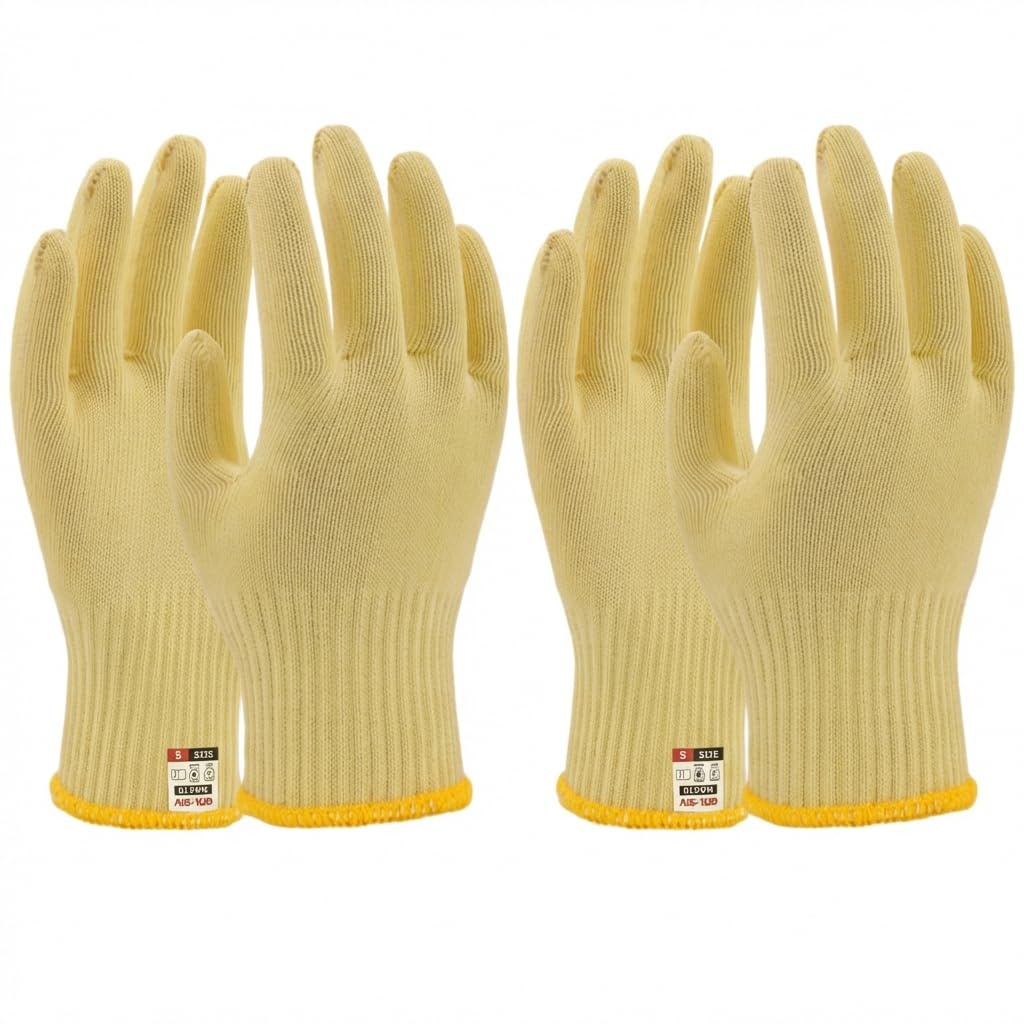 GOL-SIV Aramid Fiber Cut Resistant Work Gloves, Safety Hand Protection for Industrial Metalworking, Glass Handling, Kitchen Cooking & Wood Carving - Breathable Knit, S, 2 Pairs