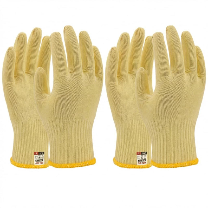 GOL-SIV Aramid Fiber Cut Resistant Work Gloves, Safety Hand Protection for Industrial Metalworking, Glass Handling, Kitchen Cooking & Wood Carving - Breathable Knit, S, 2 Pairs