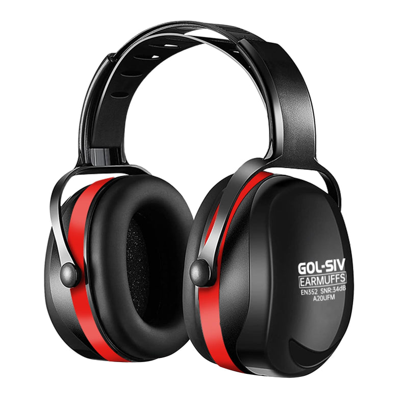 GOL-SIV SNR34dB Gun Range Ear Protection, Black & Red