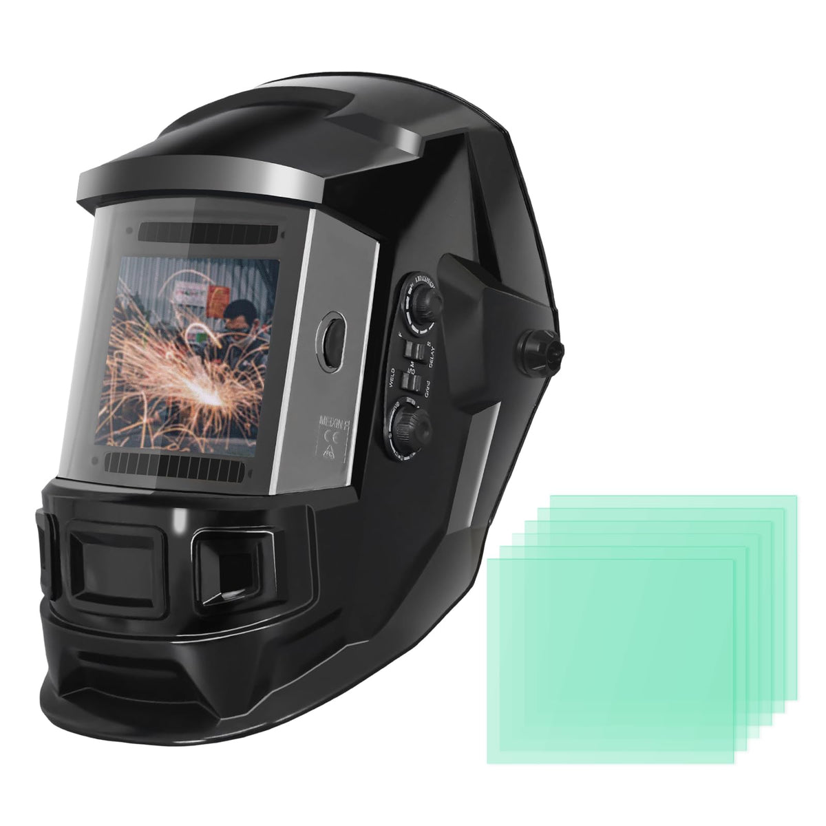 GOL-SIV Auto Darkening Welding Helmet4"×4"-Optical Grade 1/1/1/2-True Color-Solar&Battery Power-4 Sensor,0.1ms Response Time-Wide Shade DIN5-9/9, 13 for SMAW,TIG, MIG, GTAW, Grinding-Lightweight Wear