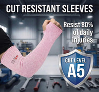 GOL-SIV Arm Protectors For Thin Skin And Bruising, Cut Resistant Sleeves For Men Women, A5 Level Pink Arm Sleeve For Gardening (Pink, 17.7 In)