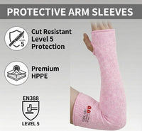 GOL-SIV Arm Protectors For Thin Skin And Bruising, Cut Resistant Sleeves For Men Women, A5 Level Farmer Sleeve For Gardening (Grey & Pink, 17.7 In - 2pairs)