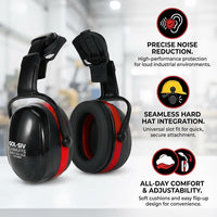 GOL-SIV 32dB Ear Muffs for Hard Hats, Safety Hearing Protection, Black