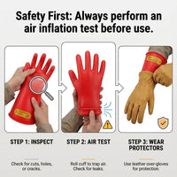 GOL-SIV Class 2 Insulated Electrician Gloves, ASTM D120, 17000V, 1 Pair