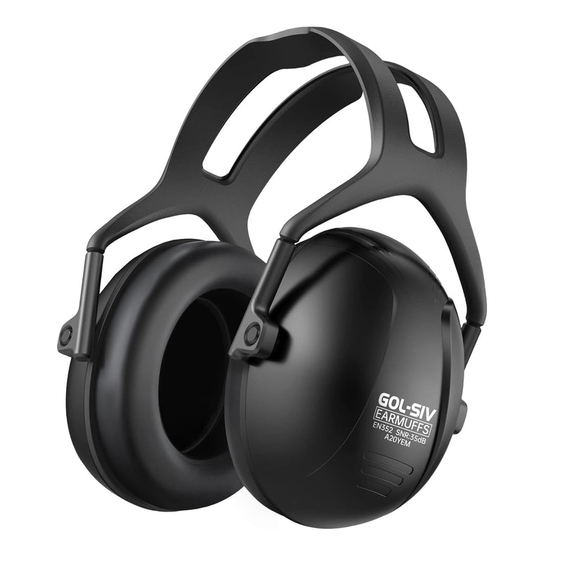 GOL-SIV 35dB Ear Protection for Shooting,Noise Reduction Earmuffs,Sound Proof Hearing Protection For Construction,Gun Range,Airport,Lawn Mowing,Black
