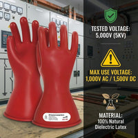 GOL-SIV Class 0 Insulated Electrician Gloves, ASTM D120, 1000V, 1 Pair