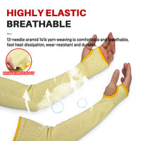 GOL-SIV Cut Resistant Sleeves With Thumb Hole,Thin Skin Arm Protection Sleeves And Bruising, Kevlar Sleeves For Women, Men, Elderly(Yellow,11.8 in)