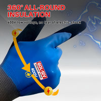 GOL-SIV 400V Insulated Electrician Gloves, Rubber Non-Slip, Blue, Large