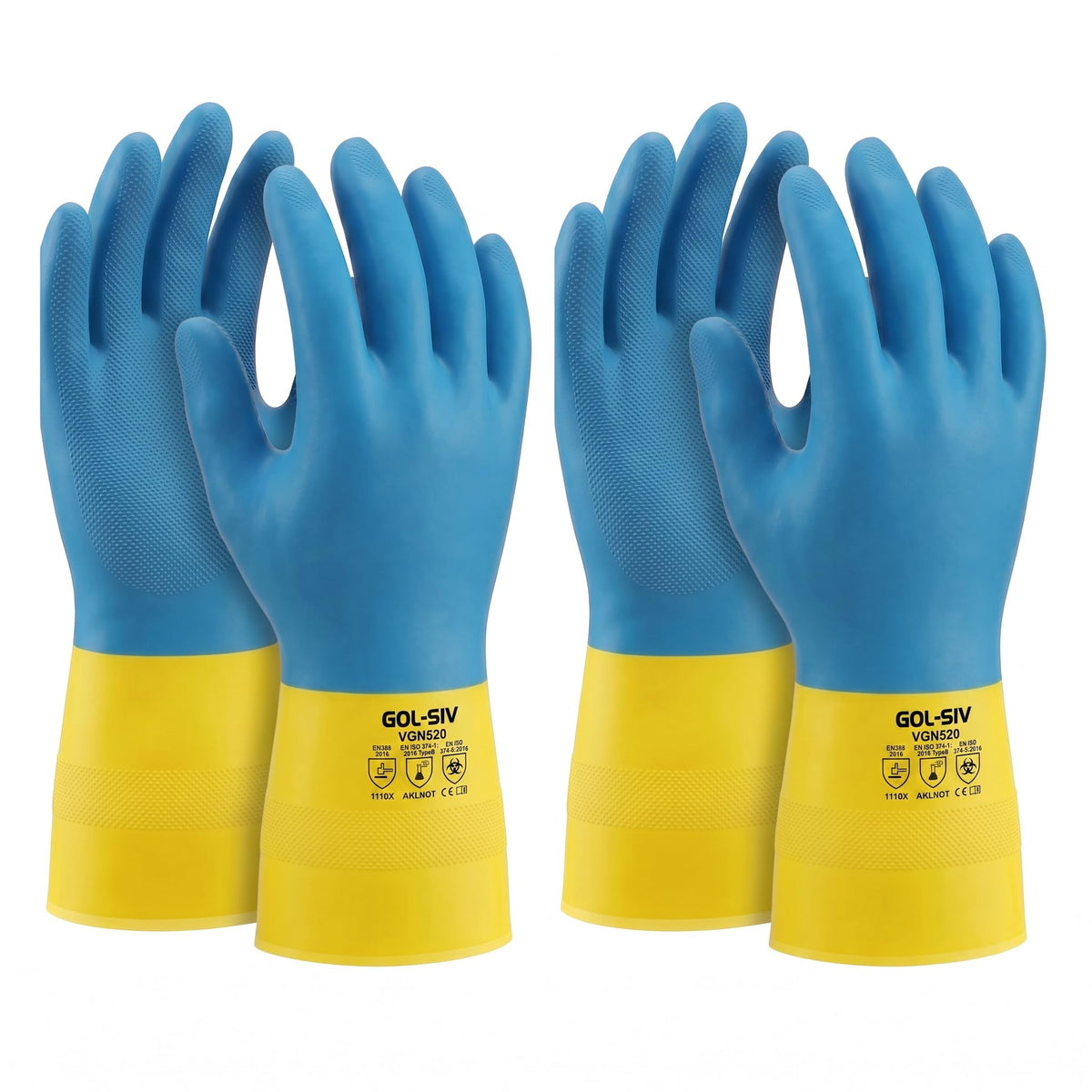 GOL-SIV Neoprene Latex Blend Chemical Gloves, 20 Mil, 2 Pairs, XL
