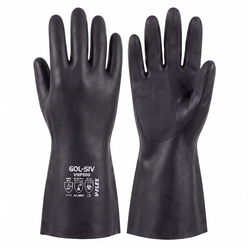 GOL-SIV Chemical Resistant Gloves Neoprene PVC EN374 Mechanic Work, M