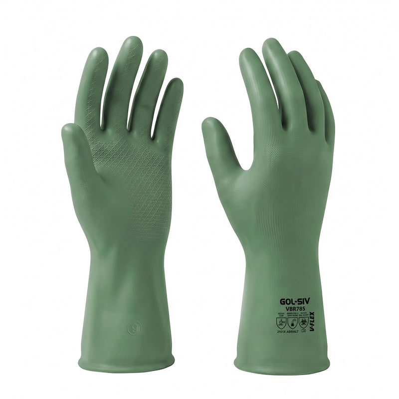 GOL-SIV Butyl Chemical Gloves, Nylon Lined, Level 6 Acid Resistant gloves,L