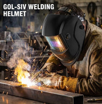 GOL-SIV Welding Helmet Auto Darkening-Solar/Battery Powered-True Color -Wide View Screen Welding Mask-2 Arc Sensor, 0.1ms Response Time-Shade 9-13,For SMAW, MIG, TIG And Grinding