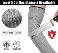 GOL-SIV Arm Protectors For Thin Skin And Bruising, Kevlar Sleeves. A5 Level Cut Resistant Arm Sleeves For Gardening, Welding, Kitchen (Grey, 17.7 In)