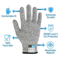 GOL-SIV Level 5 Cut Resistant Gloves Food Grade, Oyster Shucking Gloves Comfort Safety Mandoline Slicer Glove for Meat Cutting, Wood Carving, Blue, M