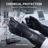 GOL-SIV Black Neoprene Chemical Gloves, 26 Mil Work Gloves, XL, 2 Pairs