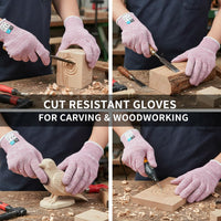 GOL-SIV Level 5 Cut Resistant Gloves, Kitchen Cutting Gloves for Cooking, Meat Fish Cutting, Oyster Shucking, Knife Handling, Wood Carving (Pink, M)