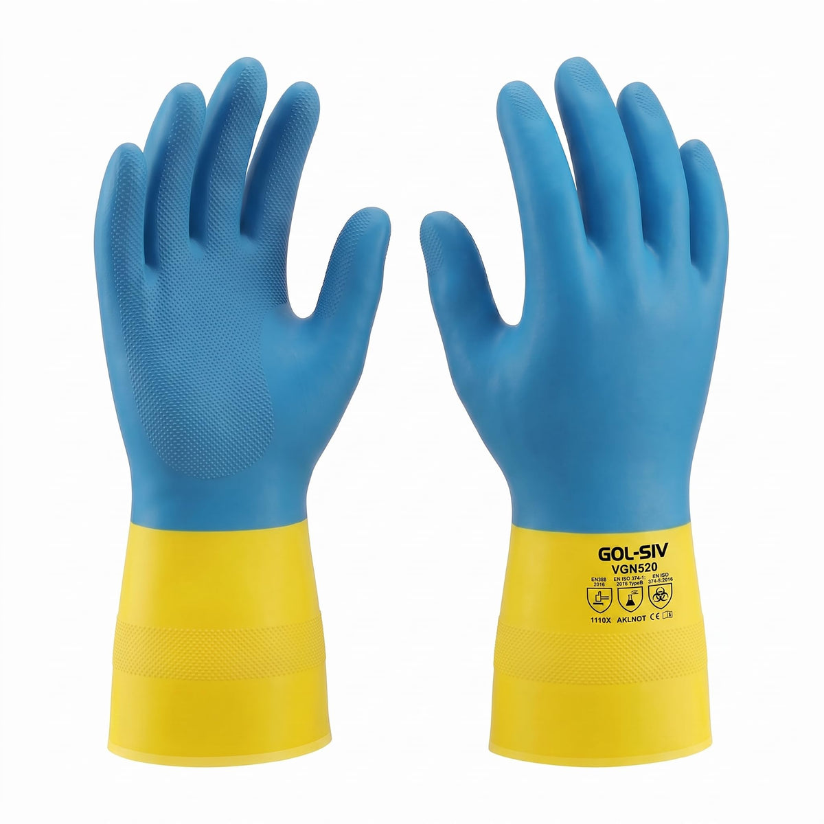 GOL-SIV Neoprene Latex Blend Chemical Gloves, 20 Mil,6 Pairs, L