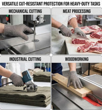 GOL-SIV ANSI A9 Cut Resistant Stainless Steel Metal Mesh Chain Mail Glove, Butchers Gloves Food Grade for Kitchen Cooking, Oyster Shucking, Glass Processing, Tool Sharpening, 5 Finger, Medium