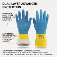 GOL-SIV Neoprene Latex Blend Chemical Gloves, 20 Mil,6 Pairs, L