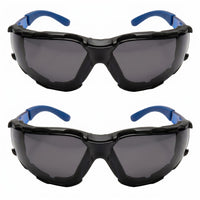 GOL-SIV Foam Lined Safety Glasses, Anti-Fog Smoke Tinted Lenses, Vented Dust Proof Goggles for Work, Construction and Motorcycle, ANSI Z87.1, 2 Pack