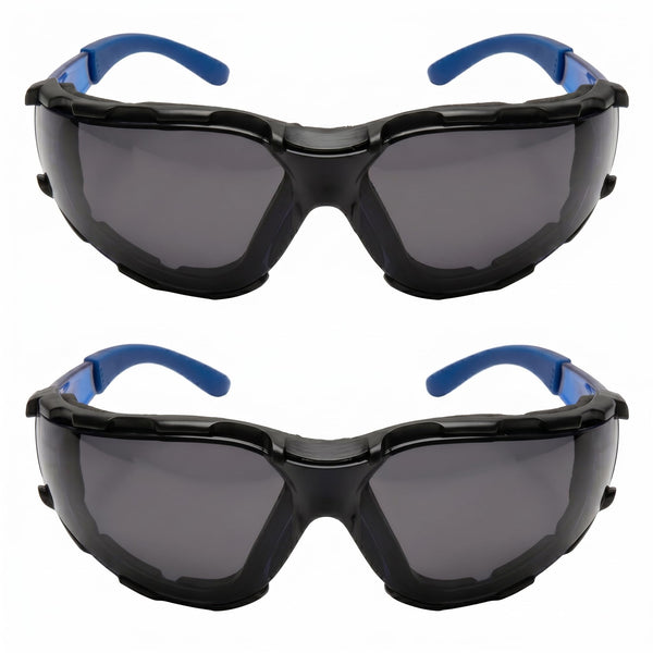 GOL-SIV Foam Lined Safety Glasses, Anti-Fog Smoke Tinted Lenses, Vented Dust Proof Goggles for Work, Construction and Motorcycle, ANSI Z87.1, 2 Pack