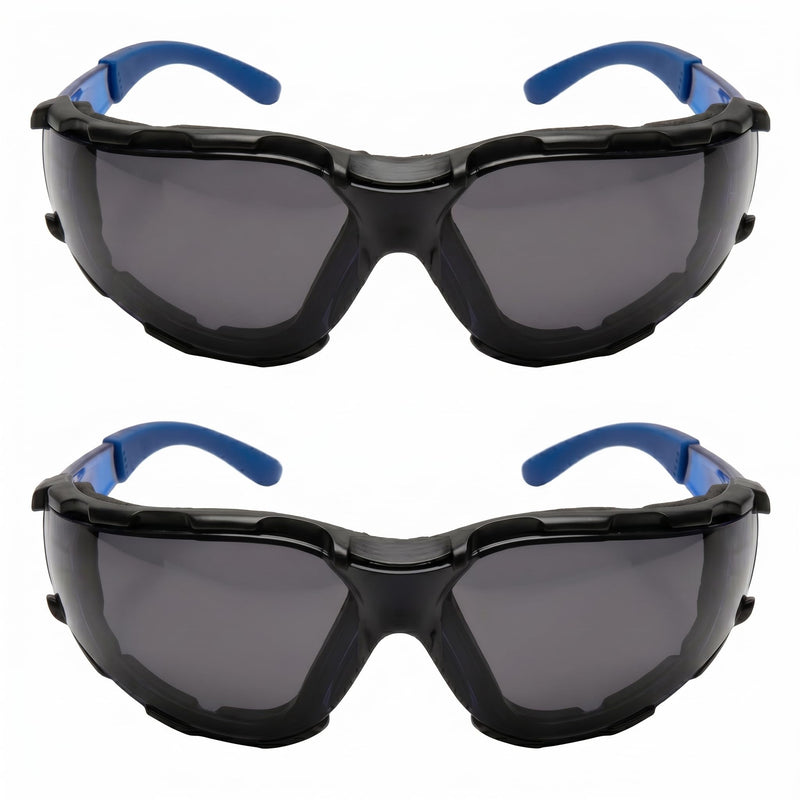 GOL-SIV Foam Lined Safety Glasses, Anti-Fog Smoke Tinted Lenses, Vented Dust Proof Goggles for Work, Construction and Motorcycle, ANSI Z87.1, 2 Pack