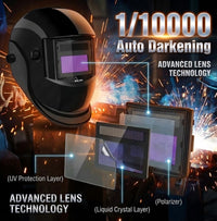 GOL-SIV Welding Helmet Auto Darkening-Solar/Battery Powered-True Color -Wide View Screen Welding Mask-2 Arc Sensor, 0.1ms Response Time-Shade 9-13,For SMAW, MIG, TIG And Grinding