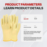 GOL-SIV Heavy Duty Aramid Cut Resistant Gloves, Industrial Safety Mitts for Metal Stamping, Steel Manufacturing, Oven Baking & Fireplace - Elastic Cuff, Wear Resistant(L, 2 Pairs)