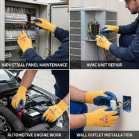 GOL-SIV Electrical Insulated Gloves, 500V High Voltage Resistance Electrician Safety Gloves, Rubber Non Slip Work Gloves (500V|Poly-Cotton Insulated, Large)