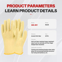 GOL-SIV Heat Cut Resistant Glove, Aramid Oven Gloves with Fingers, Thick Knit Design, Machine Washable, Medium
