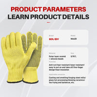 GOL-SIV Heat Cut Resistant Gloves,Aramid Oven Gloves with Fingers, Silicone Beads Thick Knit Design,Machine Washable - Grill Mitts for Men & Women(Silicone Beads, Large)