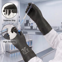 GOL-SIV Black Neoprene Chemical Gloves, 26 Mil Work Gloves, XL, 6 Pairs