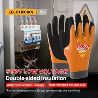 GOL-SIV 400V Electrical Gloves (3 Pairs, XL), Flame Retardant Low Voltage Insulated Gloves, High Grip Rubber Safety Work Gloves for EV, Solar, HVAC & Panel Maintenance