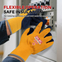 GOL-SIV Electrical Insulated Gloves, 500V High Voltage Resistance Electrician Safety Gloves, Rubber Non Slip Work Gloves (500V|Poly-Cotton Insulated, Large)