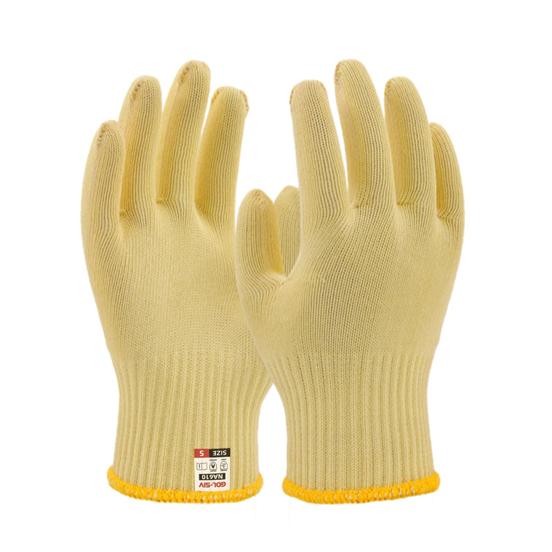GOL-SIV Aramid Cut Resistant Gloves, Thick Knit Design, Grilling Gloves for Men & Women, Machine Washable, Small