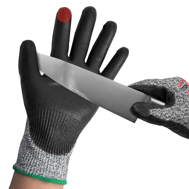 GOL-SIV ANSI A3 Cut Resistant Work Gloves, Nitrile Coated Cut Proof Gloves for Automotive Repair, Machining, Logistics Handling, Woodworking, Touch Screen, Durable, Large