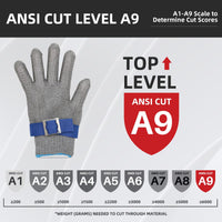 GOL-SIV ANSI A9 Cut Resistant Glove, Stainless Steel Mesh Metal Glove, Food Grade for Kitchen Cooking, Butcher Meat Cutting, Oyster Shucking, Mandoline, Fishing, Size S, 2 pcs