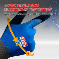 GOL-SIV Industrial Insulated Gloves 1000V Rated, Lightweight Non-Conductive Safety Gloves For Electrician, 1000V|Double Insulated, 10pcs-Large.