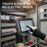 GOL-SIV 400V Low Voltage Electrician Gloves (5 Pairs), Professional Touch Screen & Flame Retardant Safety Work Gloves, Rubber Coated Non-Slip Hand Protection for Electrical Wiring, XL, Black