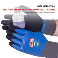 GOL-SIV 400V Insulated Electrician Gloves, Rubber Non-Slip, Blue, Large