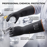 GOL-SIV Heavy Duty Industrial Rubber Gloves, Chemical Resistant Protective Industrial Gloves - Waterproof, Resist Acid, Oil, Alkali - Latex Safety Glove for Metal Plating & Pool, 18in, 6 Pairs