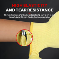 GOL-SIV 5 Pairs Cut Resistant Work Gloves, 7-Gauge Heavy Duty Aramid Fiber, Heat & Cut Protection for Men, Large Hands, Ideal for Metal Glass Handling, Woodworking & Industrial Builders, L