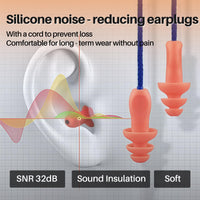 GOL-SIV Silicone Corded Ear Plugs, 100 Pairs, SNR 32dB, Orange