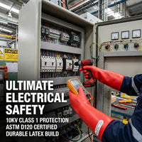 GOL-SIV Class 1 Insulated Electrician Gloves, ASTM D120, 7500V, Red, 1 Pair