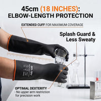 GOL-SIV Heavy Duty Industrial Rubber Gloves, Chemical Resistant Protective Industrial Gloves - Waterproof, Resist Acid, Oil, Alkali - Latex Safety Glove for Metal Plating & Pool, 18in, 6 Pairs