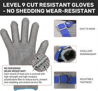 GOL-SIV ANSI 9 Cut Resistant Glove, Stainless Steel Metal Gloves for Cutting, Food Grade for Kitchen Cooking, Oyster Shucking, Mandoline, Fishing, M, 1 Pcs