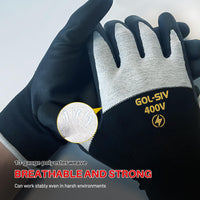 GOL-SIV 400V Electrical Glove For Men Arc Resistant,Flame Retardant,Low Voltage Insulated Gloves,Safety Electrician Gloves,Rubber Non Slip（5 Pairs,XL）