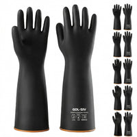GOL-SIV Heavy Duty Latex Gloves, Chemical Resistant Work Gloves - Waterproof, Resist Acid, Oil, Alkali - Extra Long Industrial Rubber Safety Glove for Sandblasting & Deep Tank, 22in, 6 Pairs